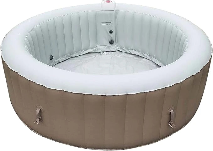 ALEKO 6 Person Round Inflatable Hot Tub Spa 265 Gallon, Brown