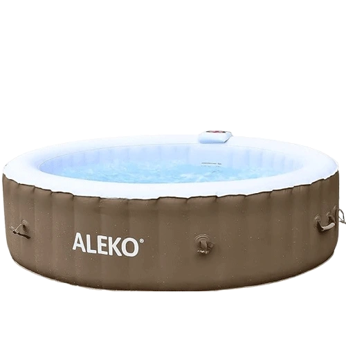 ALEKO 6 Person Round Inflatable Hot Tub Spa 265 Gallon, Brown